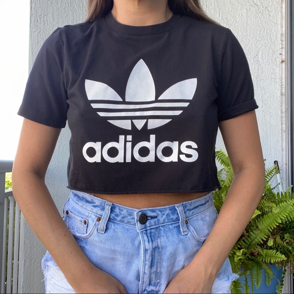 Adidas Black and White Crop Top